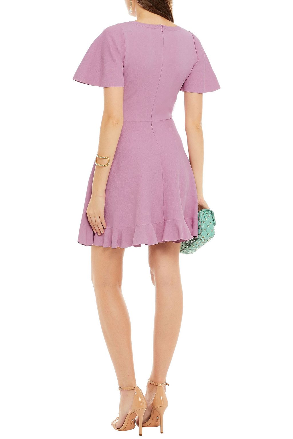 VALENTINO GARAVANI Corded lace-paneled stretch-knit mini dress