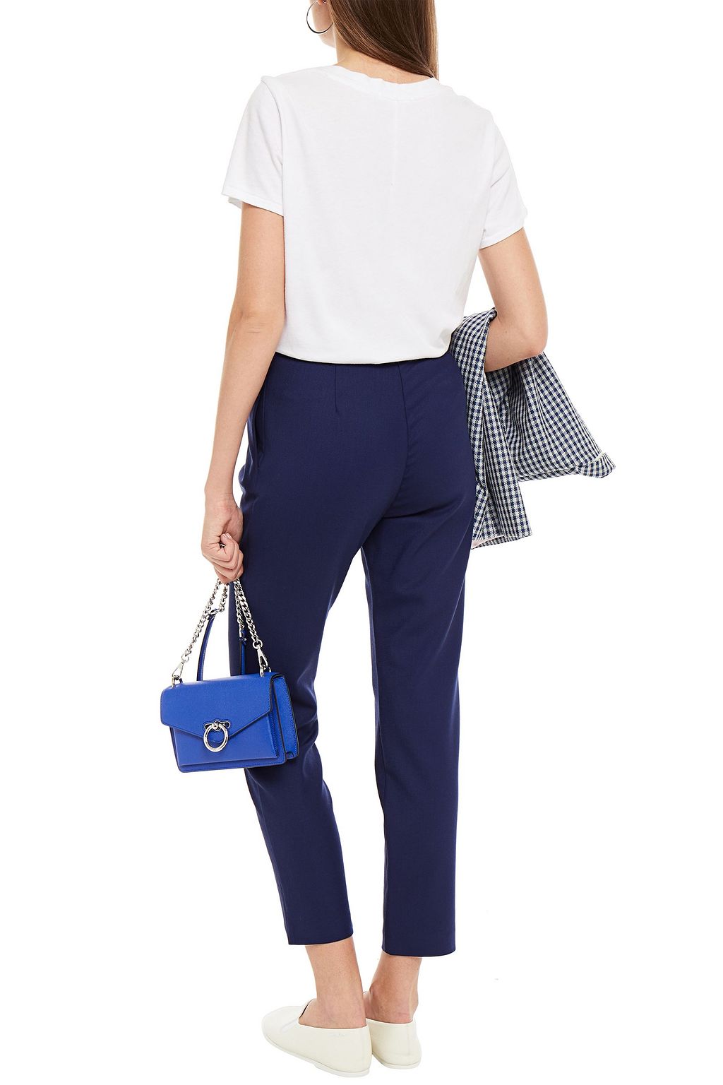 LOVE MOSCHINO Cropped pleated twill tapered pants