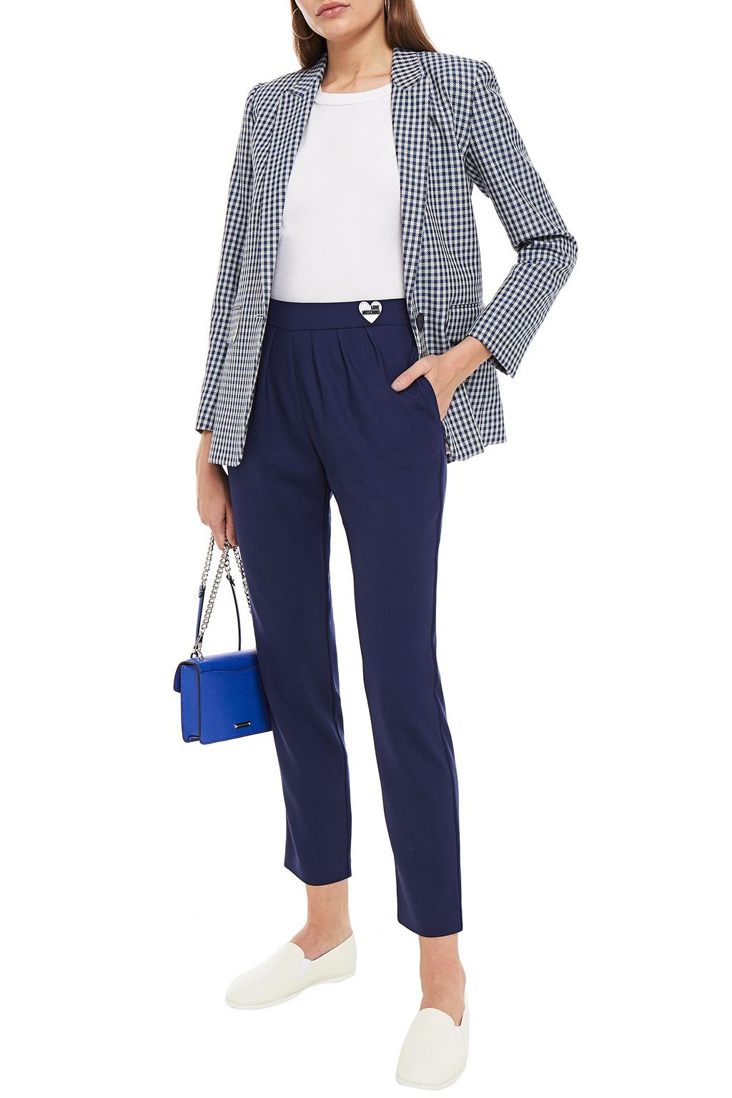 LOVE MOSCHINO Cropped pleated twill tapered pants
