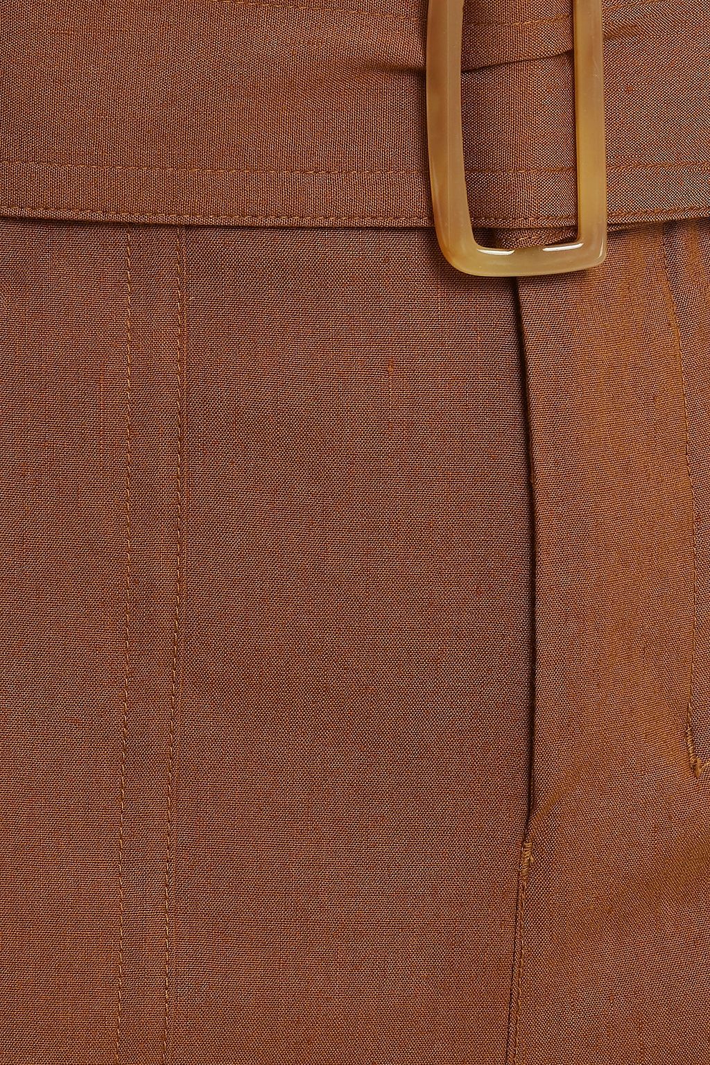 VINCE. Belted linen-blend tapered pants