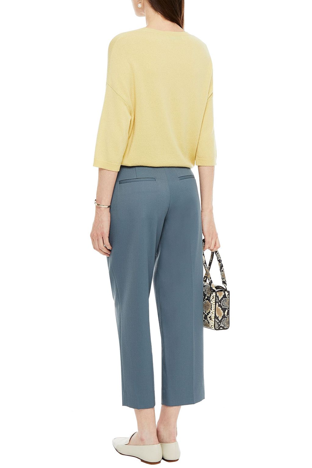 VINCE. Cropped wool-blend twill straight-leg pants