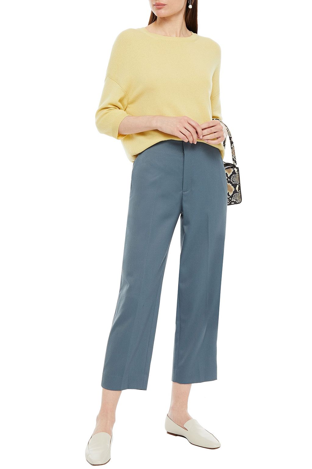 VINCE. Cropped wool-blend twill straight-leg pants