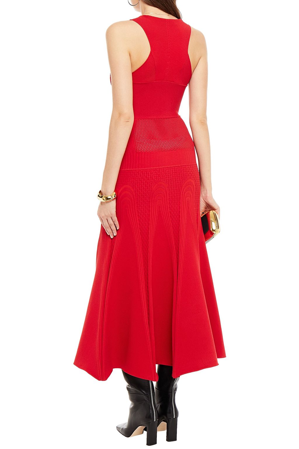 VALENTINO GARAVANI Pointelle and stretch-knit midi dress