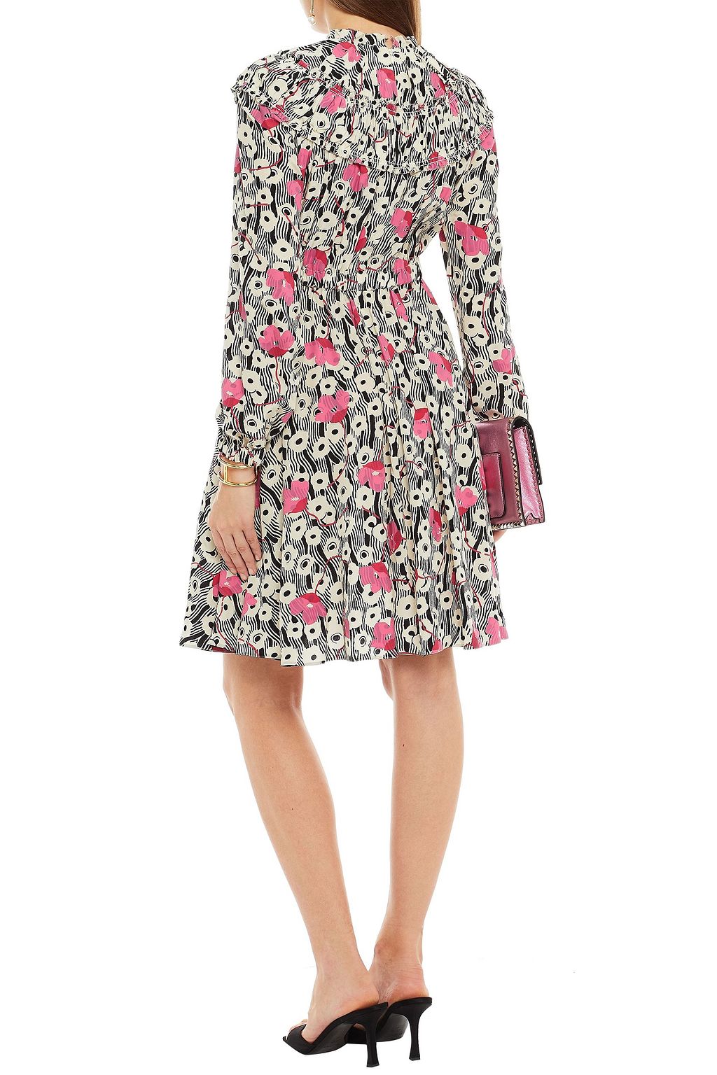 VALENTINO GARAVANI Ruffled printed silk crepe de chine dress