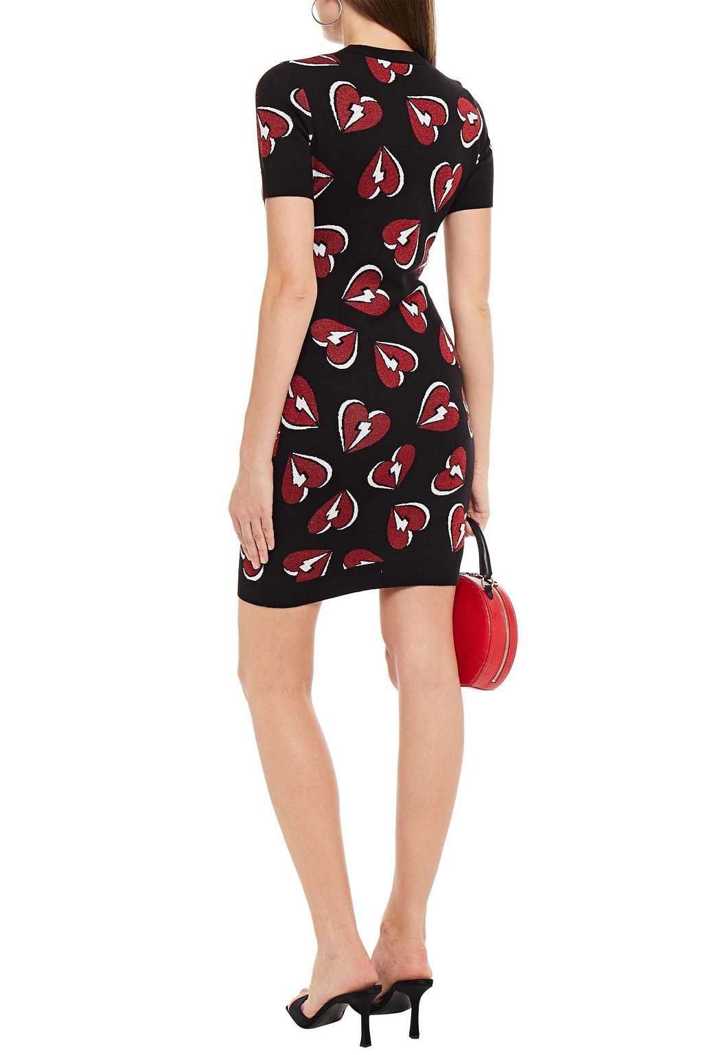 LOVE MOSCHINO Metallic jacquard-knit mini dress