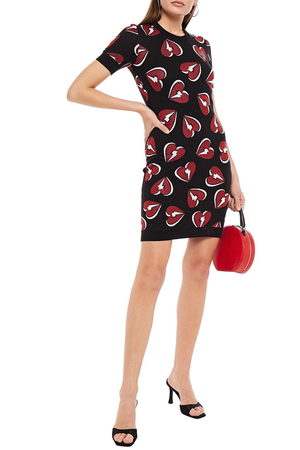 LOVE MOSCHINO Metallic jacquard-knit mini dress