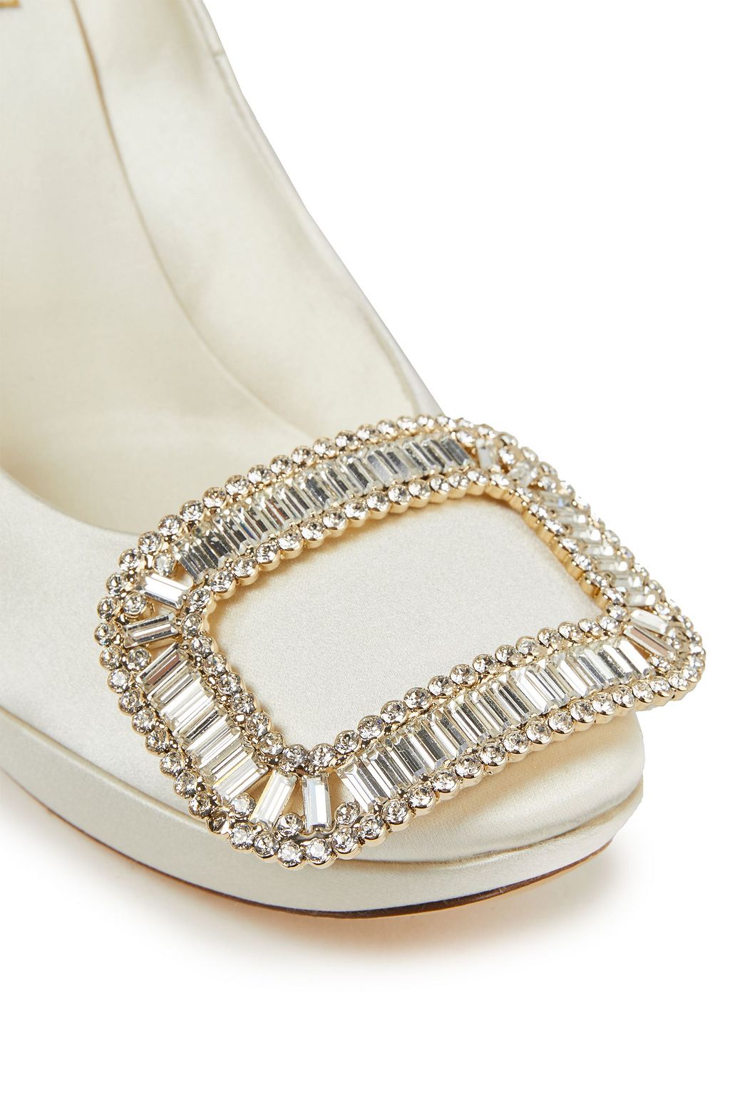 ROGER VIVIER Limelight crystal-embellished satin platform pumps