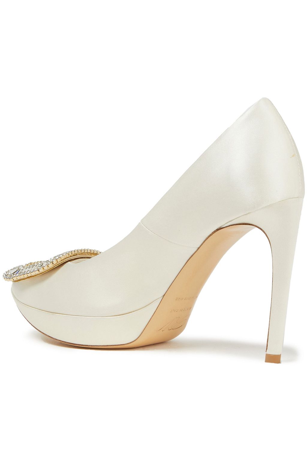 ROGER VIVIER Limelight crystal-embellished satin platform pumps