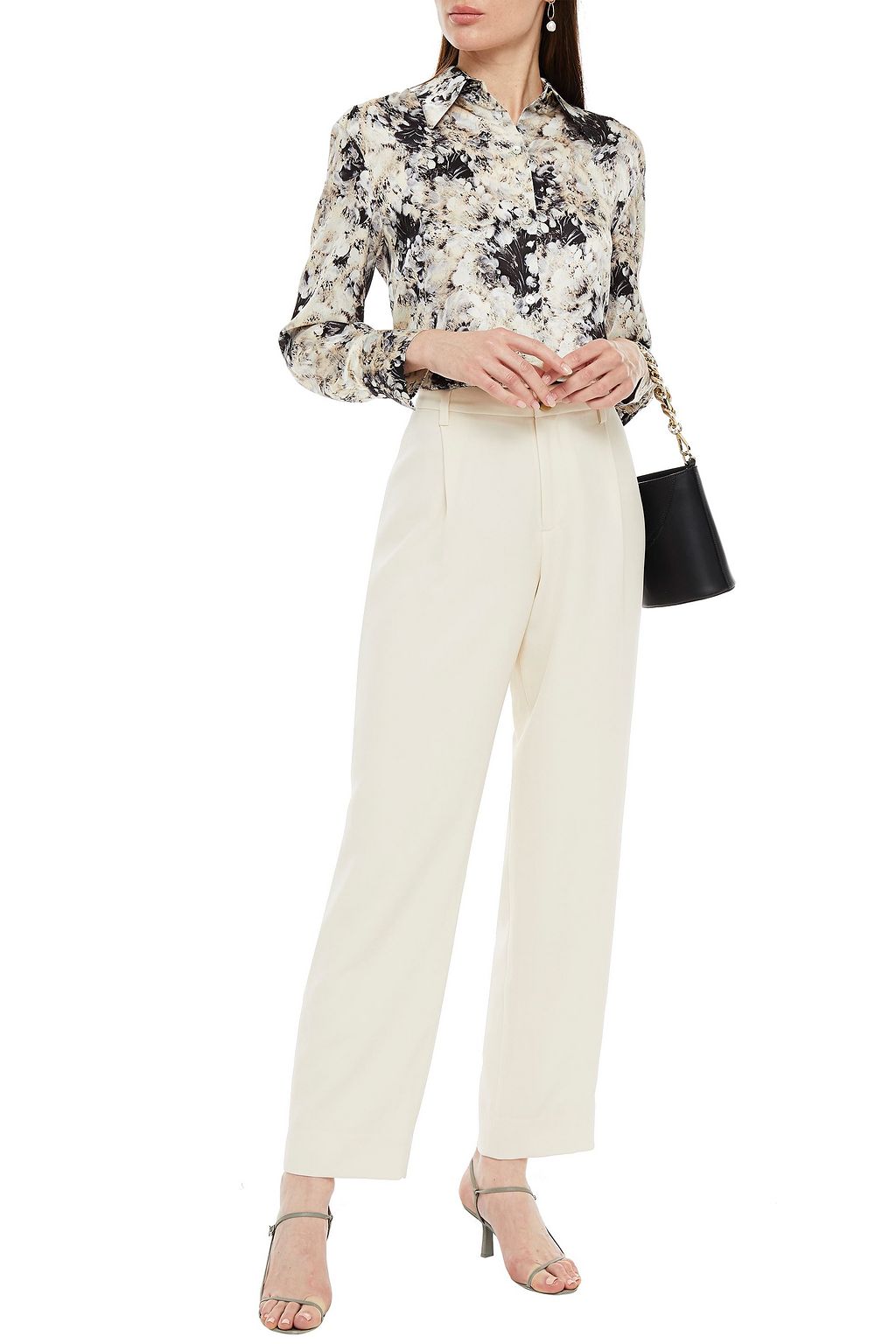 VINCE. Crepe de chine straight-leg pants