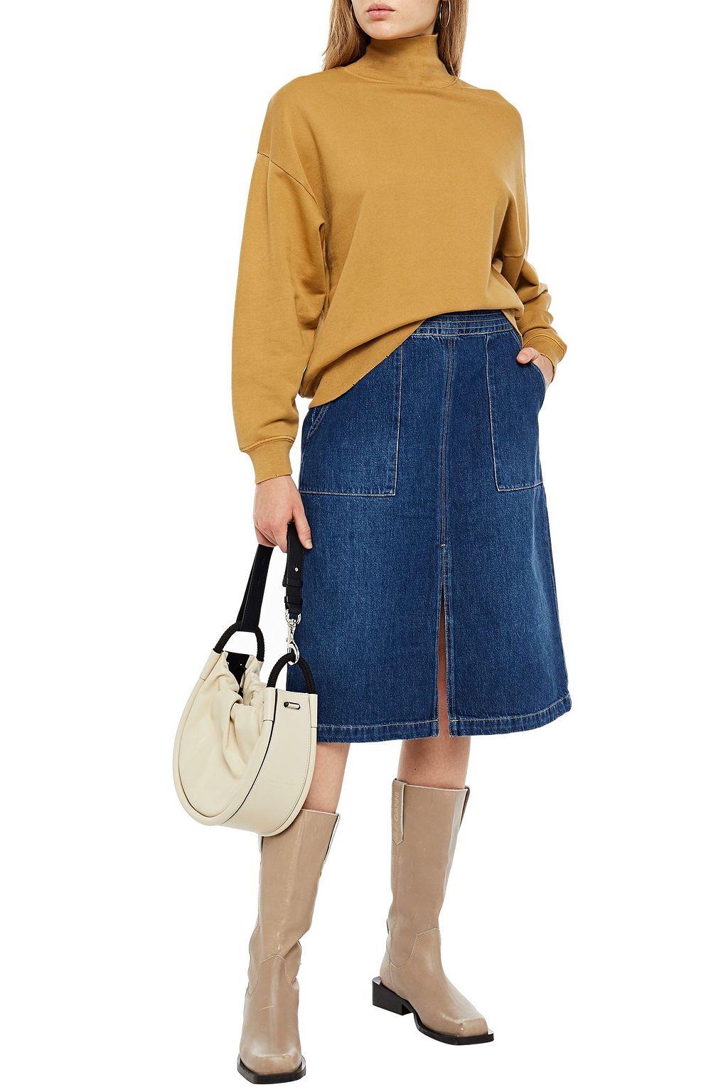 FRAME Organic French Pima-cotton terry turtleneck sweatshirt