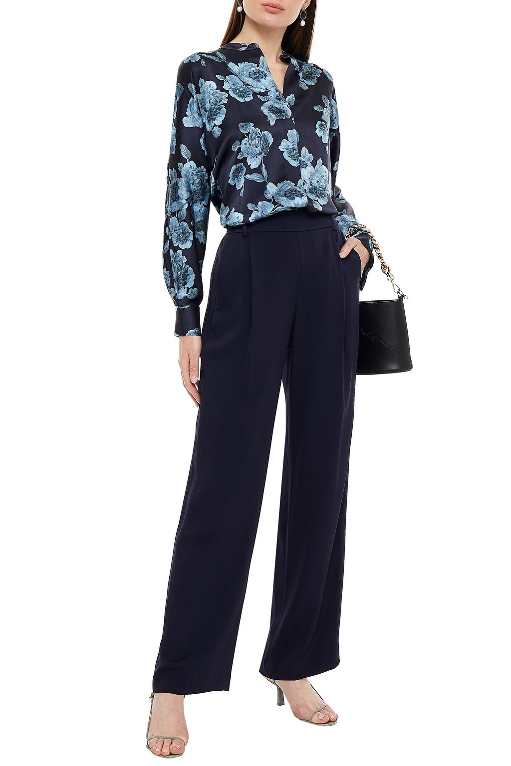 VINCE. Crepe de chine straight-leg pants