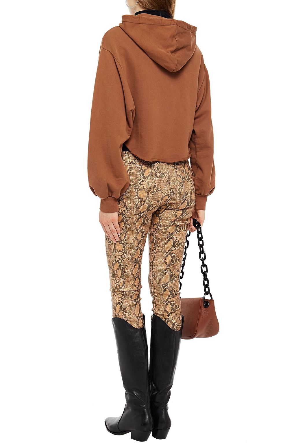 FRAME Easy cropped organic French Pima cotton-terry hoodie