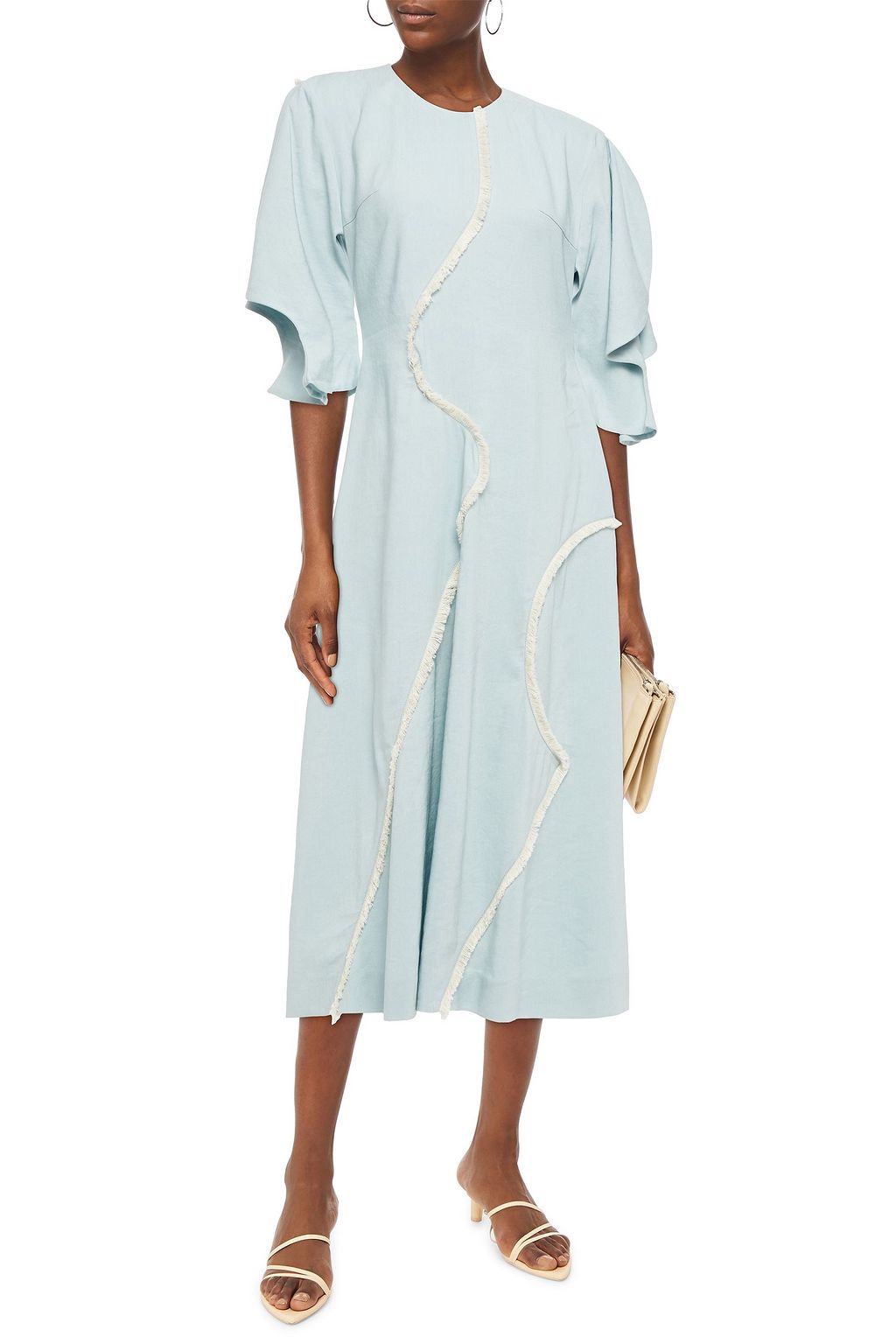 REJINA PYO Celine fringed gauze midi dress