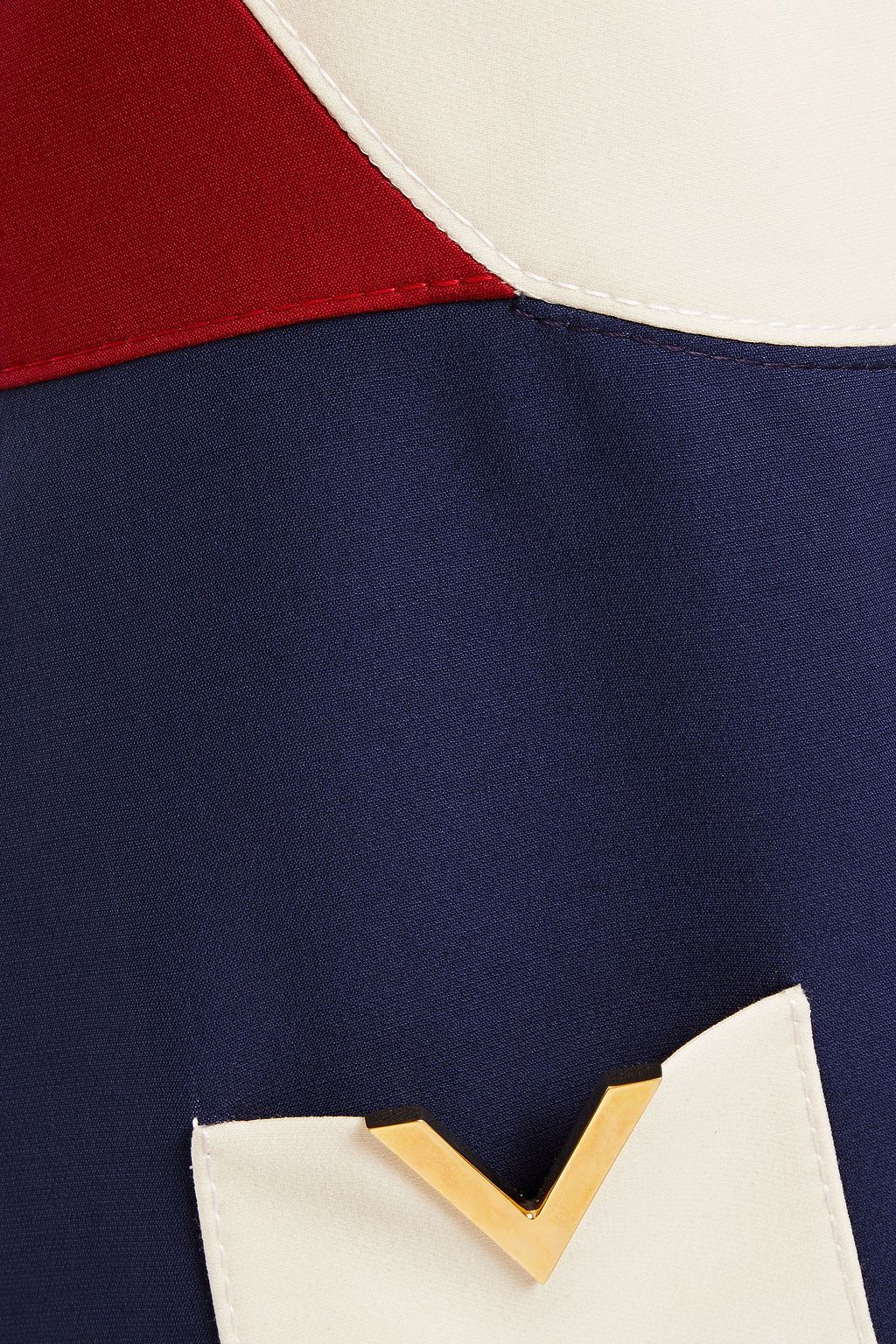 VALENTINO GARAVANI Color-block wool and silk-blend crepe halterneck playsuit