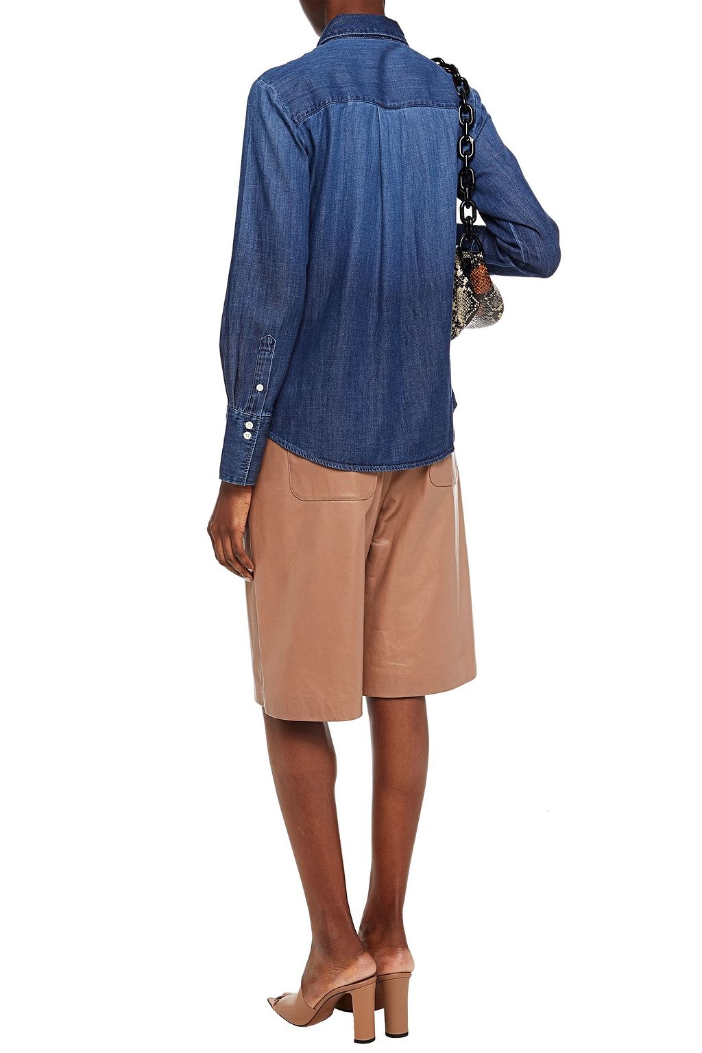 FRAME Ruffled dégradé denim shirt