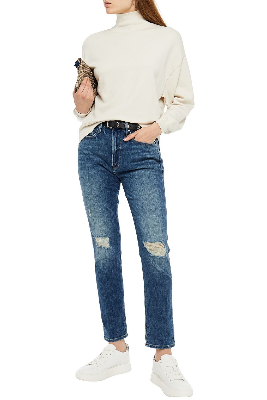 FRAME Organic French Pima-cotton terry turtleneck sweatshirt