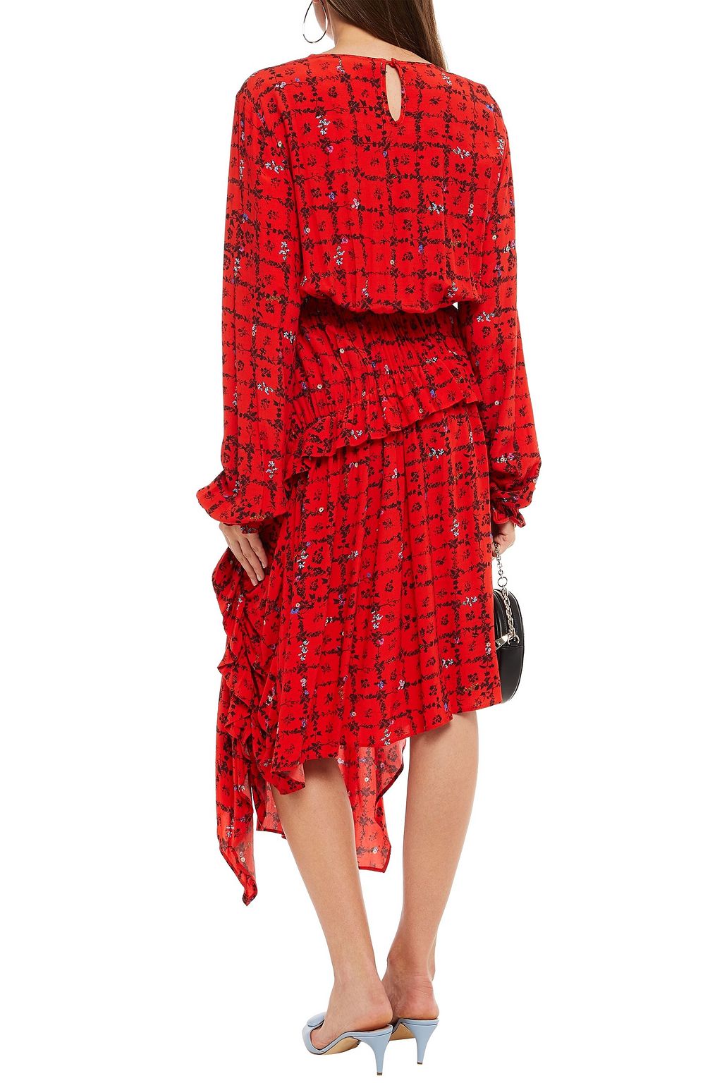 PREEN LINE Sinead shirred floral-print crepe de chine midi dress