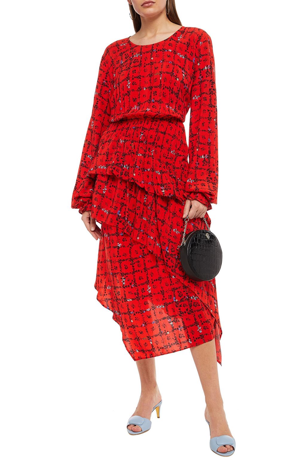 PREEN LINE Sinead shirred floral-print crepe de chine midi dress