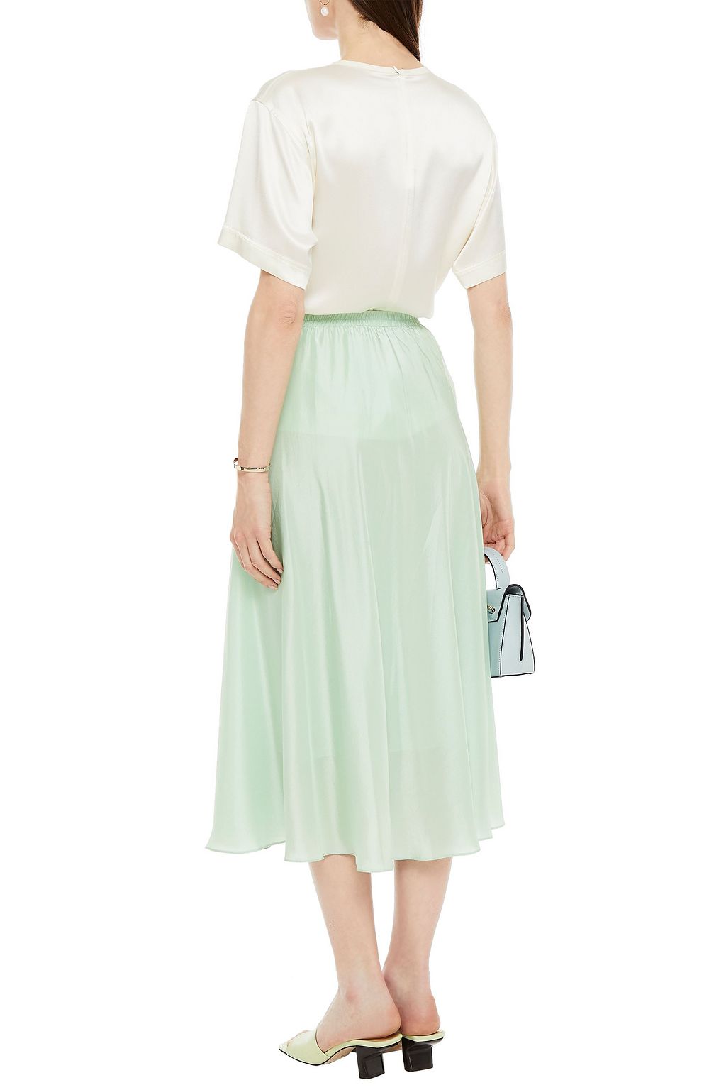 VINCE. Gathered woven midi skirt