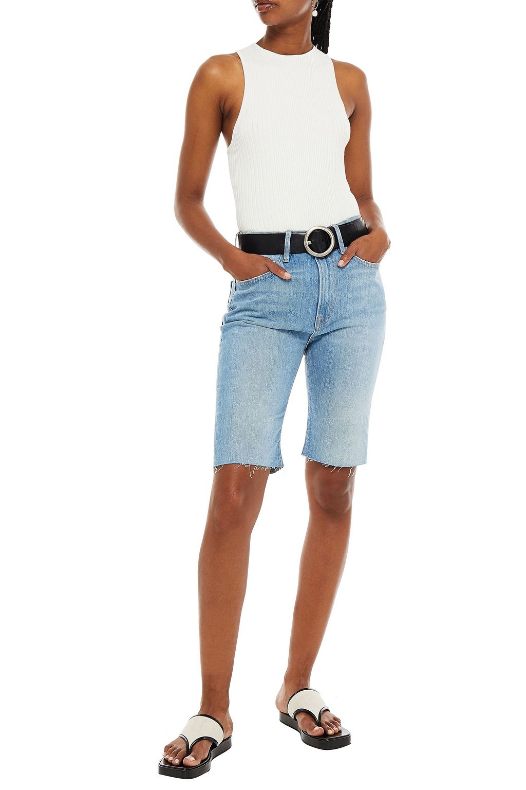 FRAME Le Vintage faded denim shorts