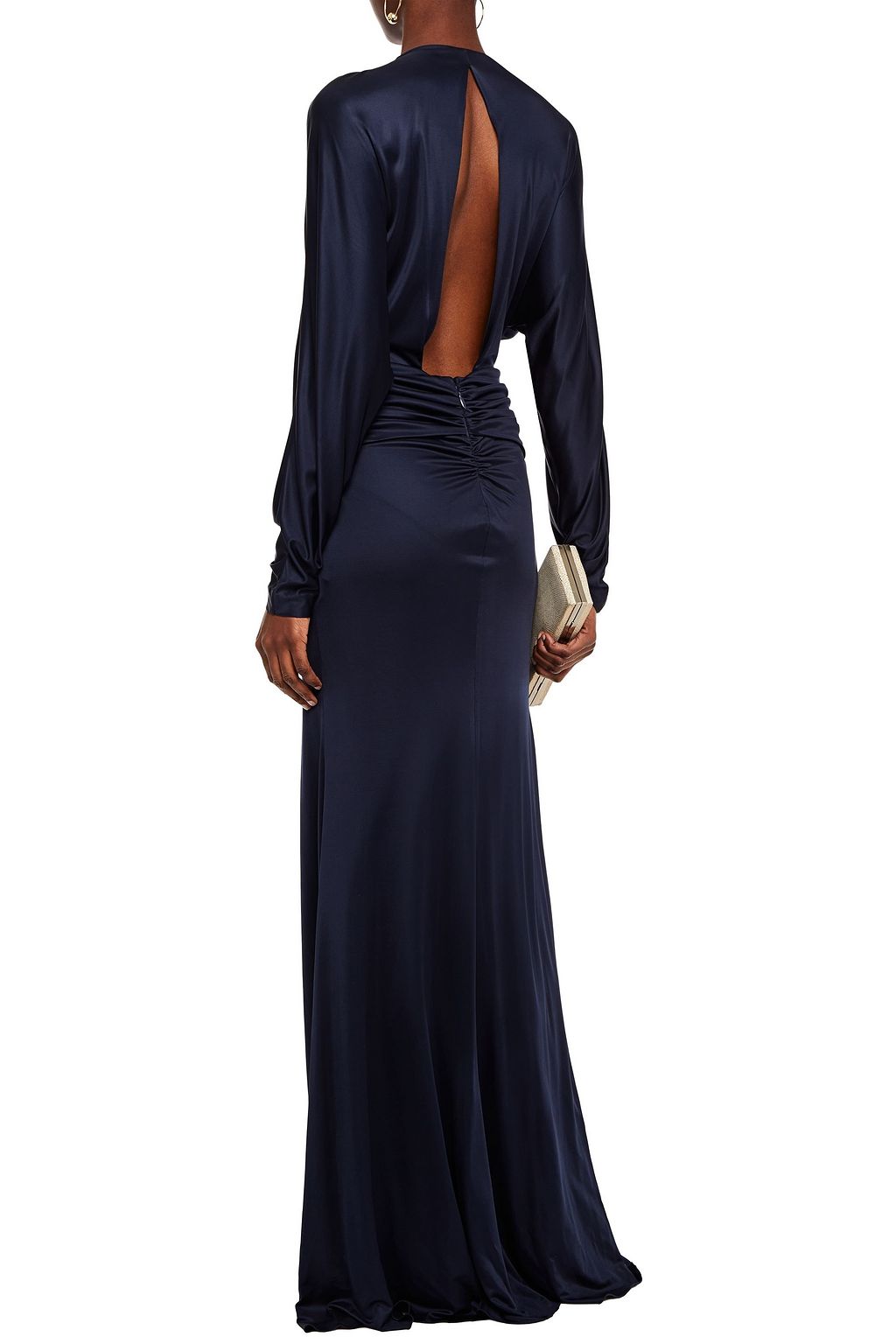 DUNDAS Twist-front cutout satin-jersey gown