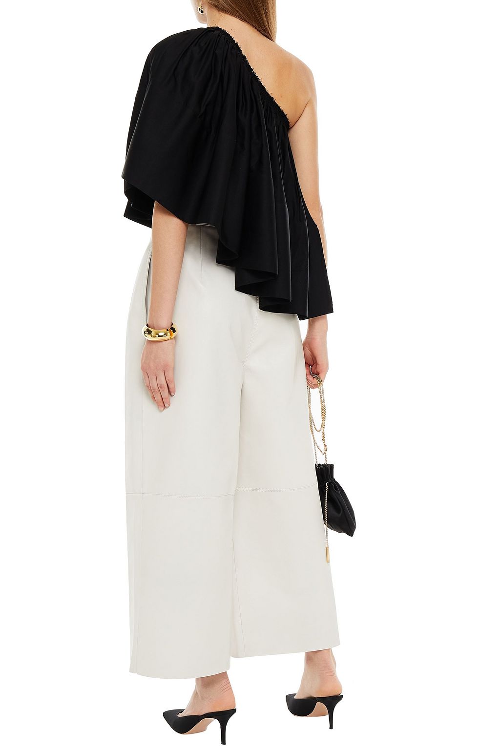 SOLACE LONDON Riley pleated leather wide-leg pants