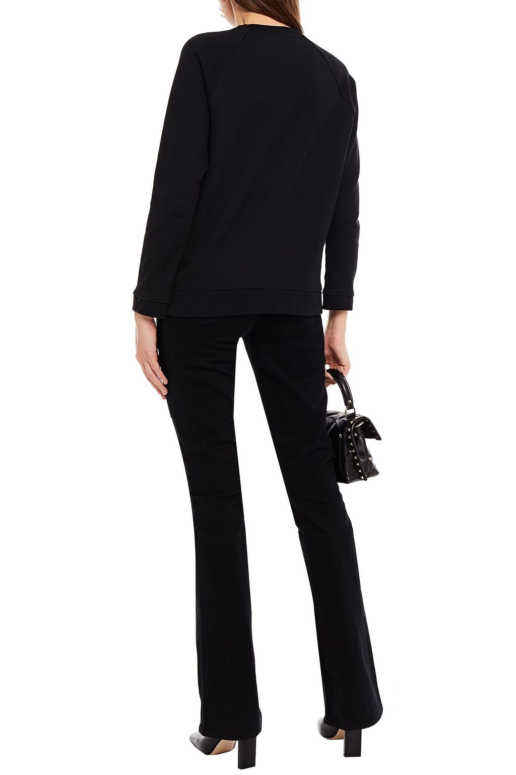 VALENTINO GARAVANI Embellished French cotton-blend terry sweatshirt