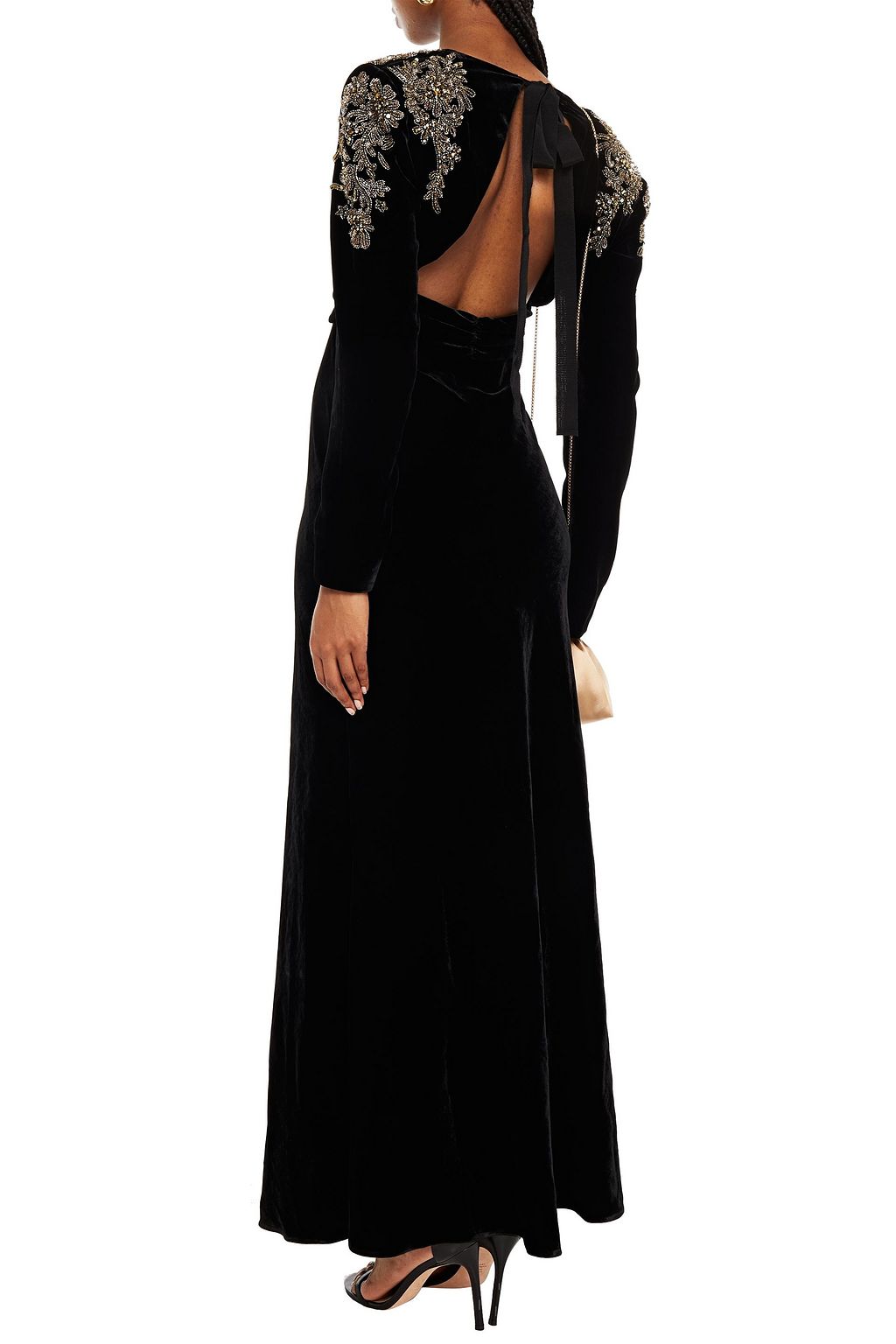 DUNDAS Embellished gathered velvet gown