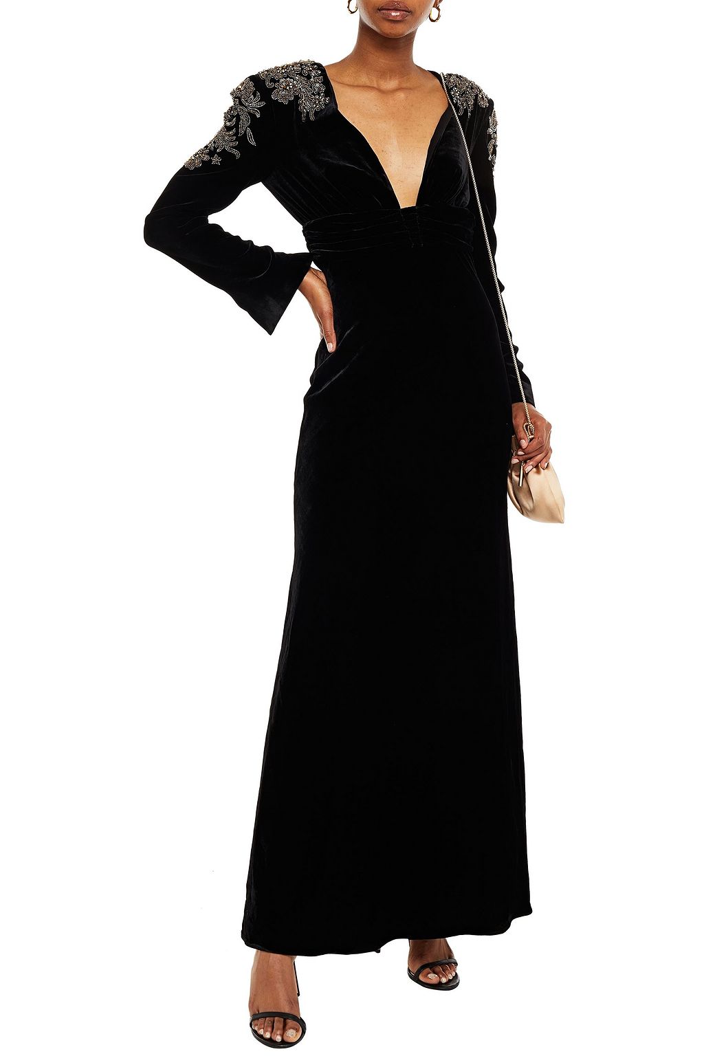 DUNDAS Embellished gathered velvet gown