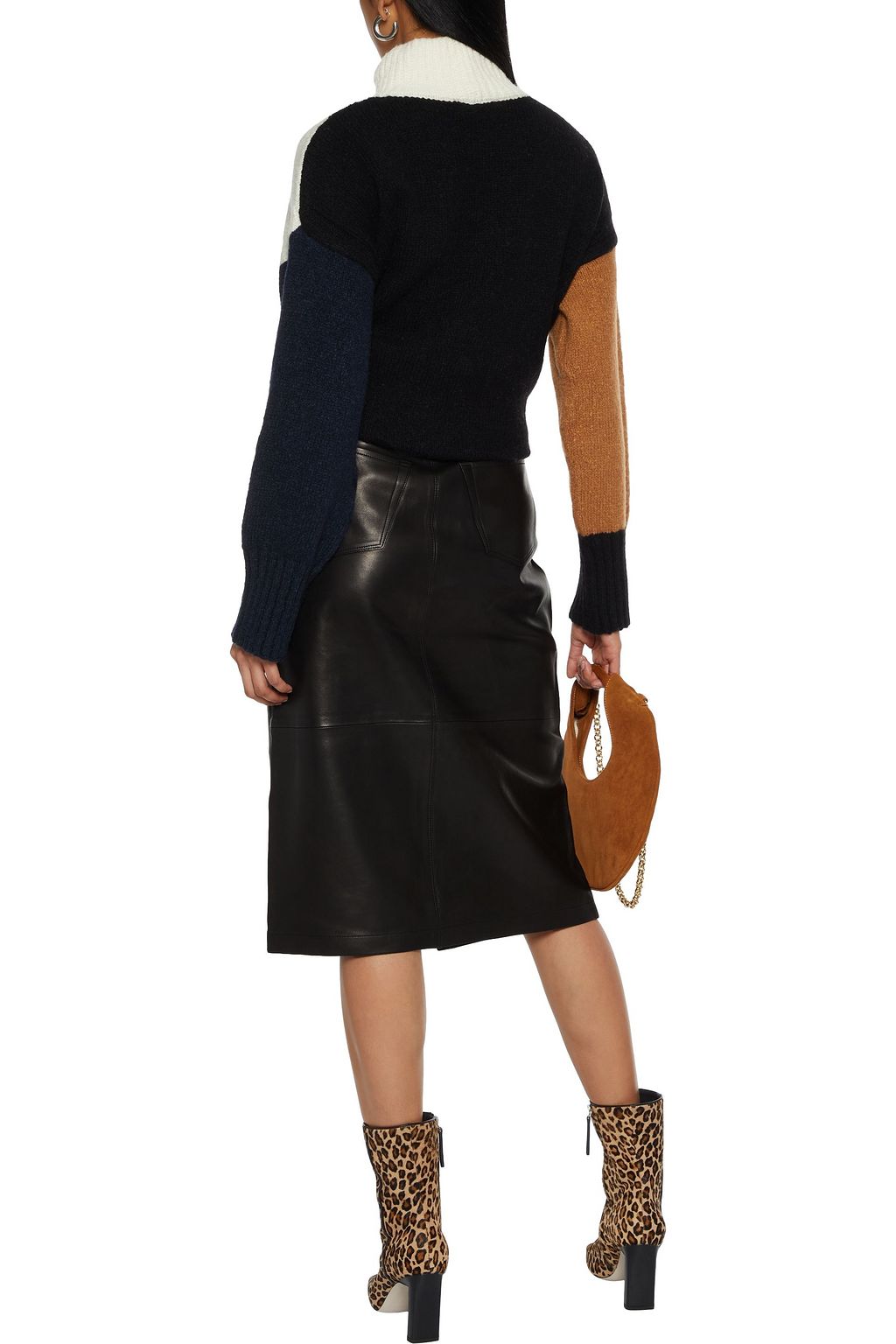 FRAME Color-block wool-blend turtleneck sweater