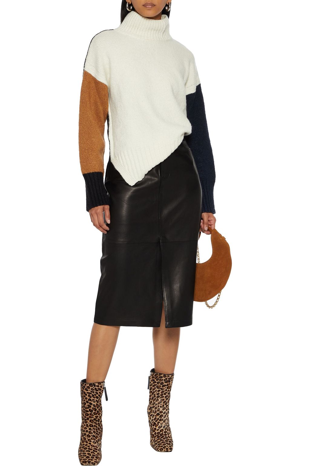 FRAME Color-block wool-blend turtleneck sweater
