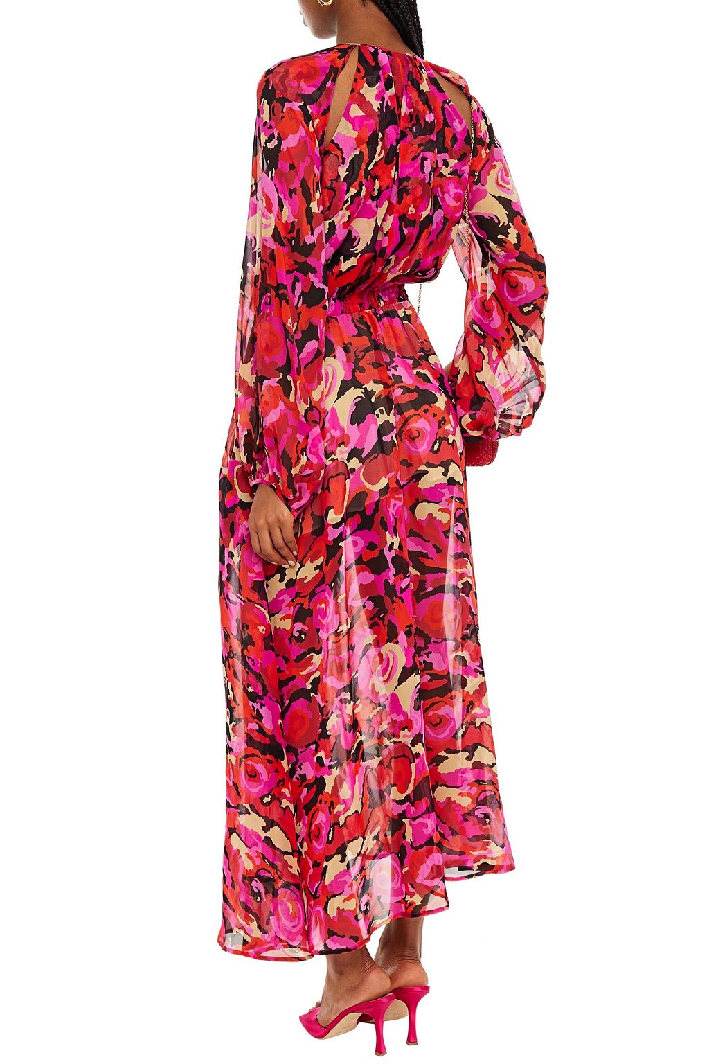DUNDAS Cutout printed silk-voile maxi dress