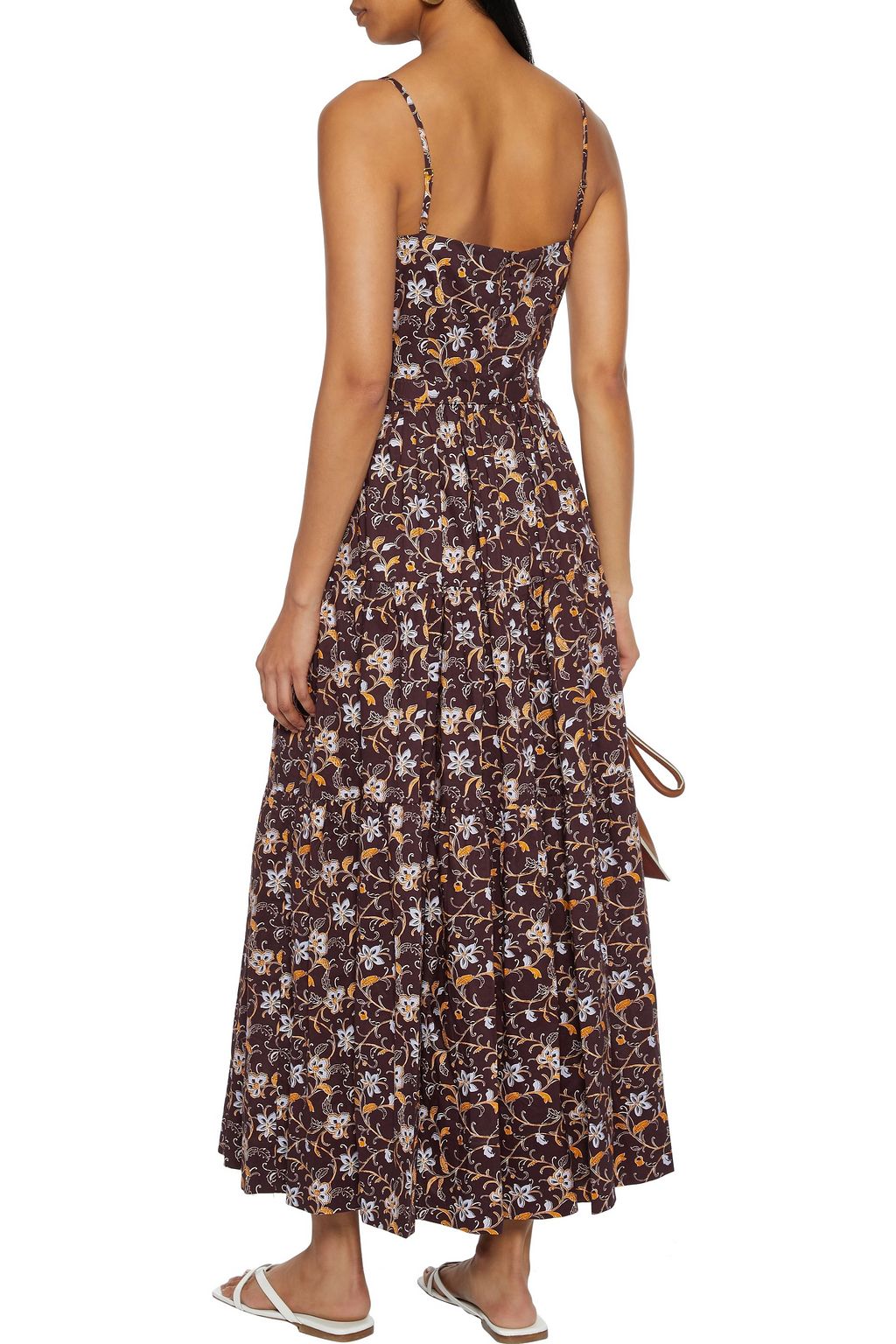 NICHOLAS Tiered belted floral-print cotton-poplin midi dress