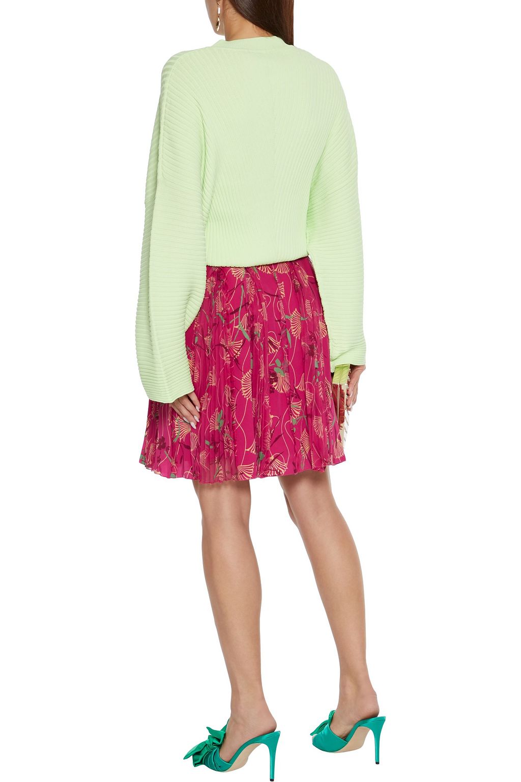 VALENTINO GARAVANI Pleated printed silk crepe de chine skirt