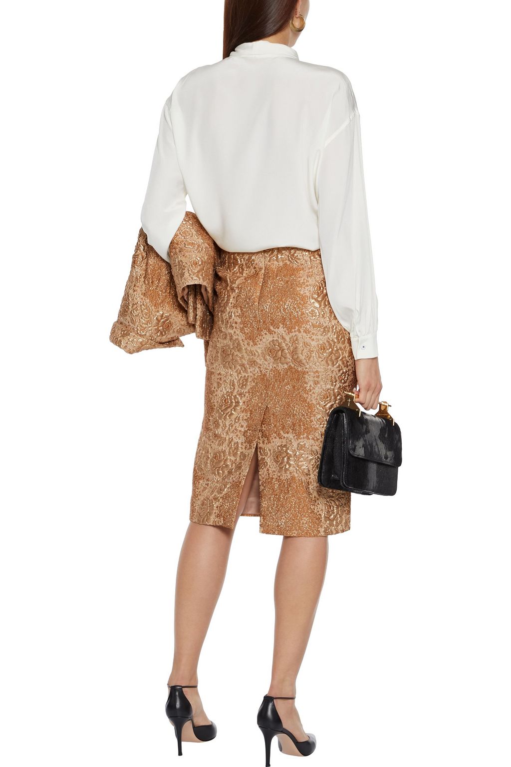 VALENTINO GARAVANI Metallic brocade pencil skirt