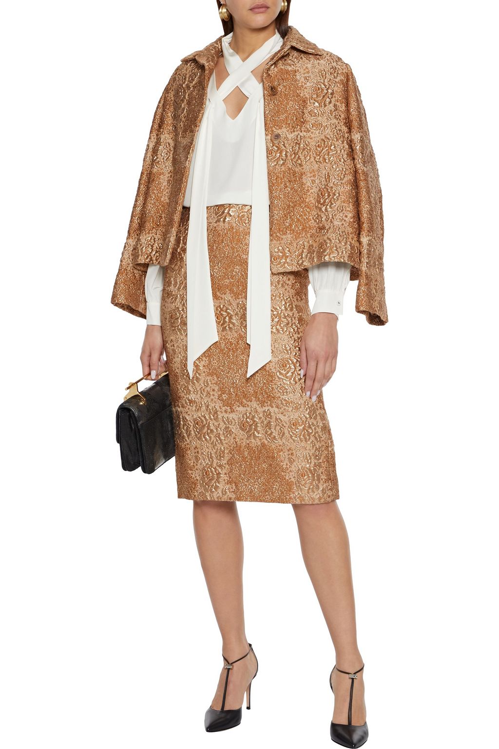 VALENTINO GARAVANI Metallic brocade pencil skirt