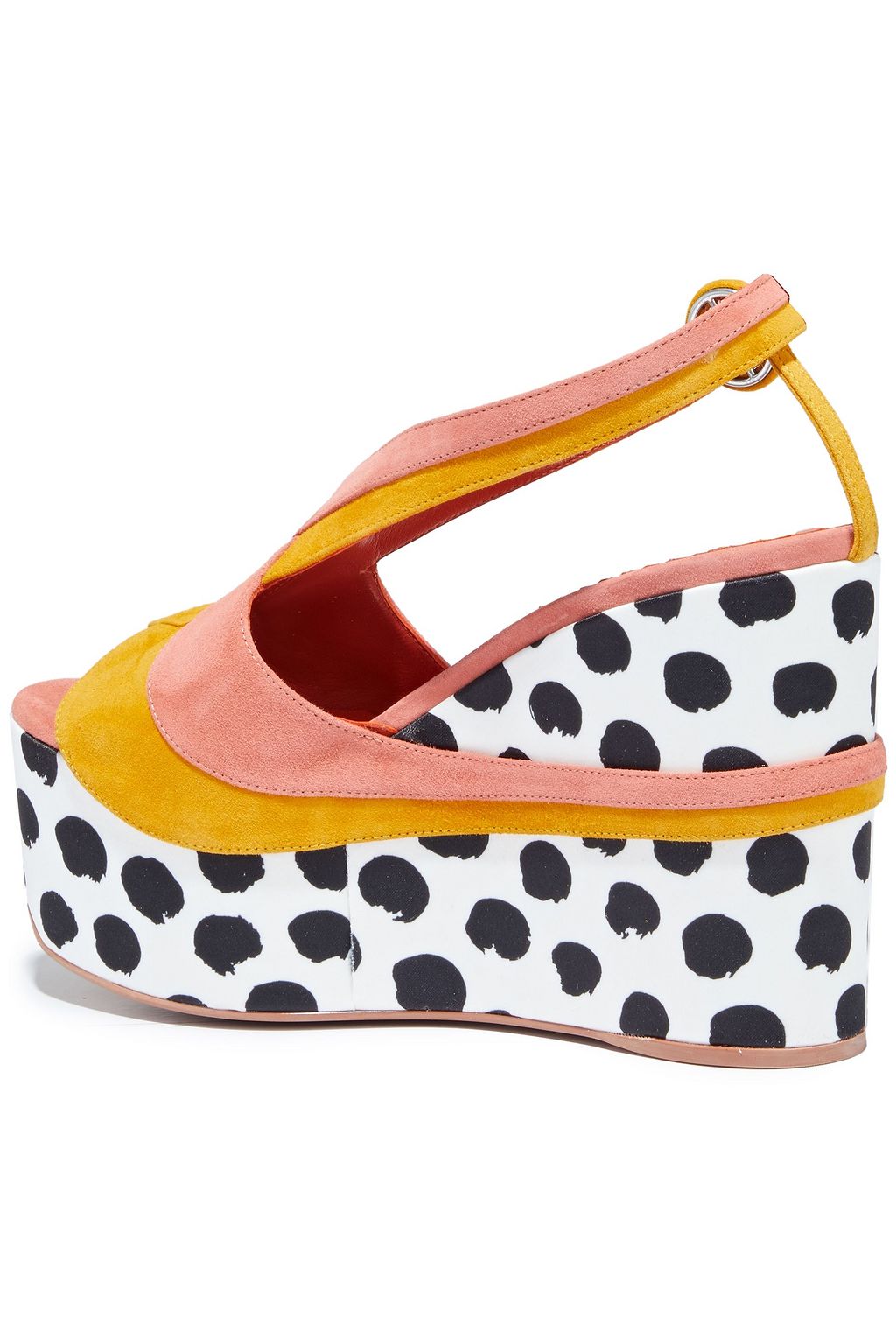 MISSONI Polka-dot satin and suede slingback platform sandals