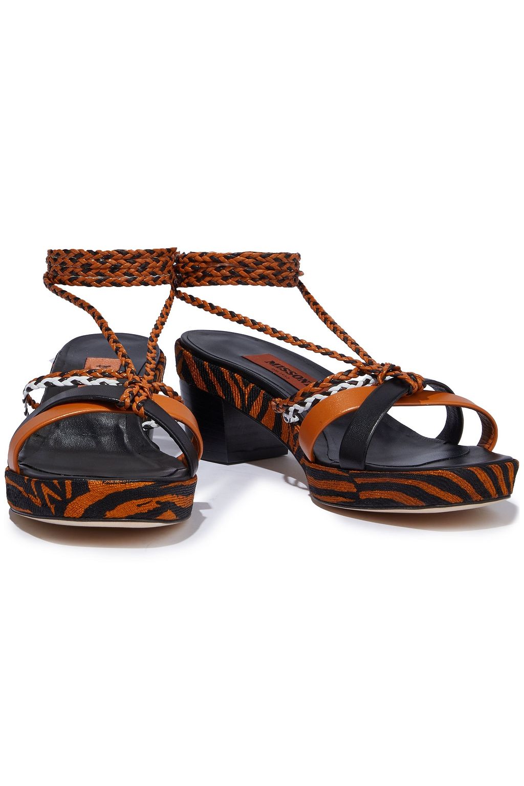 MISSONI Braid-trimmed leather sandals