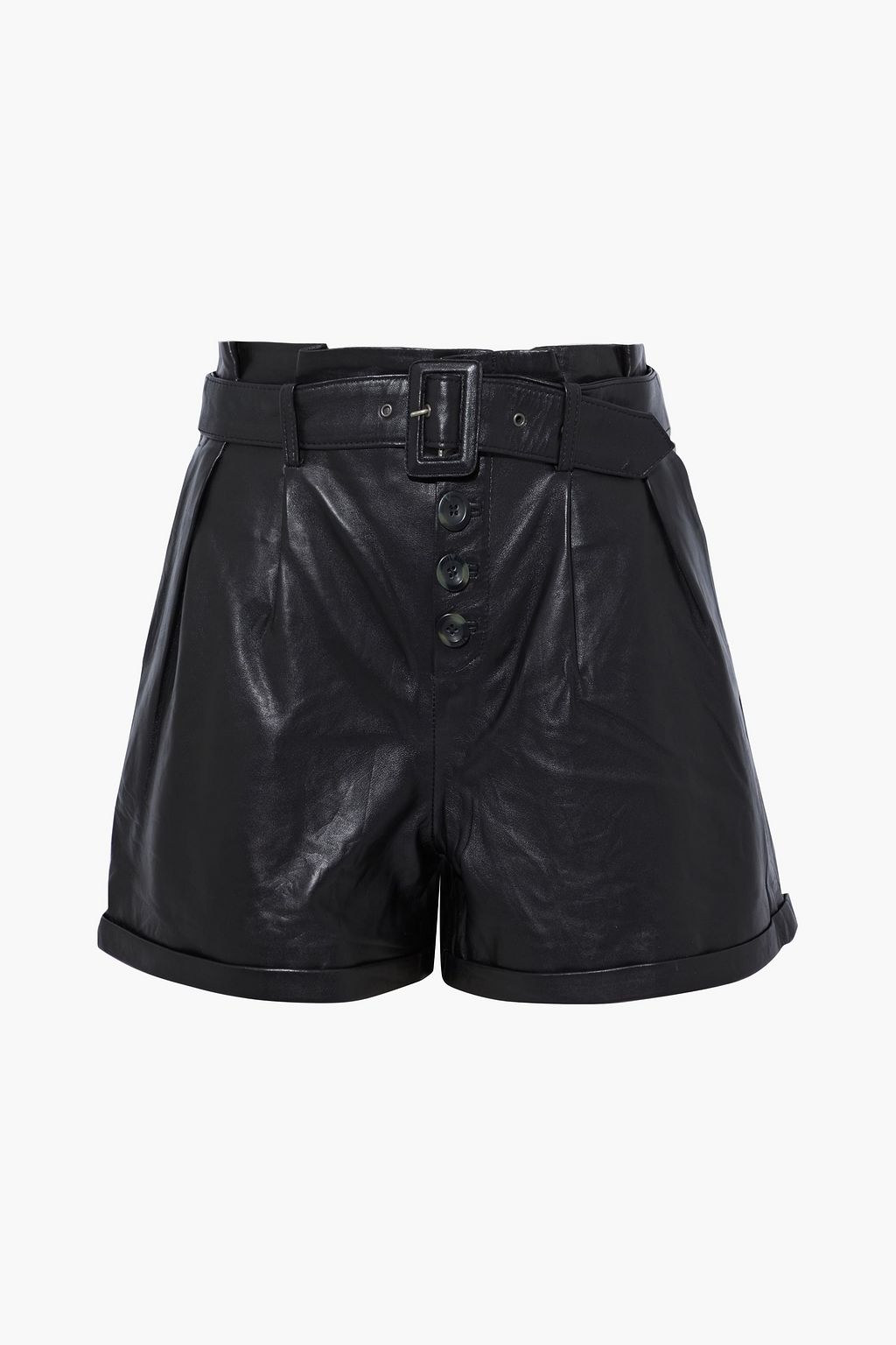 Parker belted pleated leather shorts 