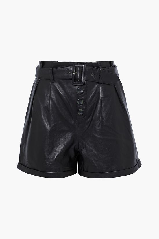 Black Parker belted pleated leather shorts | MUUBAA | THE OUTNET