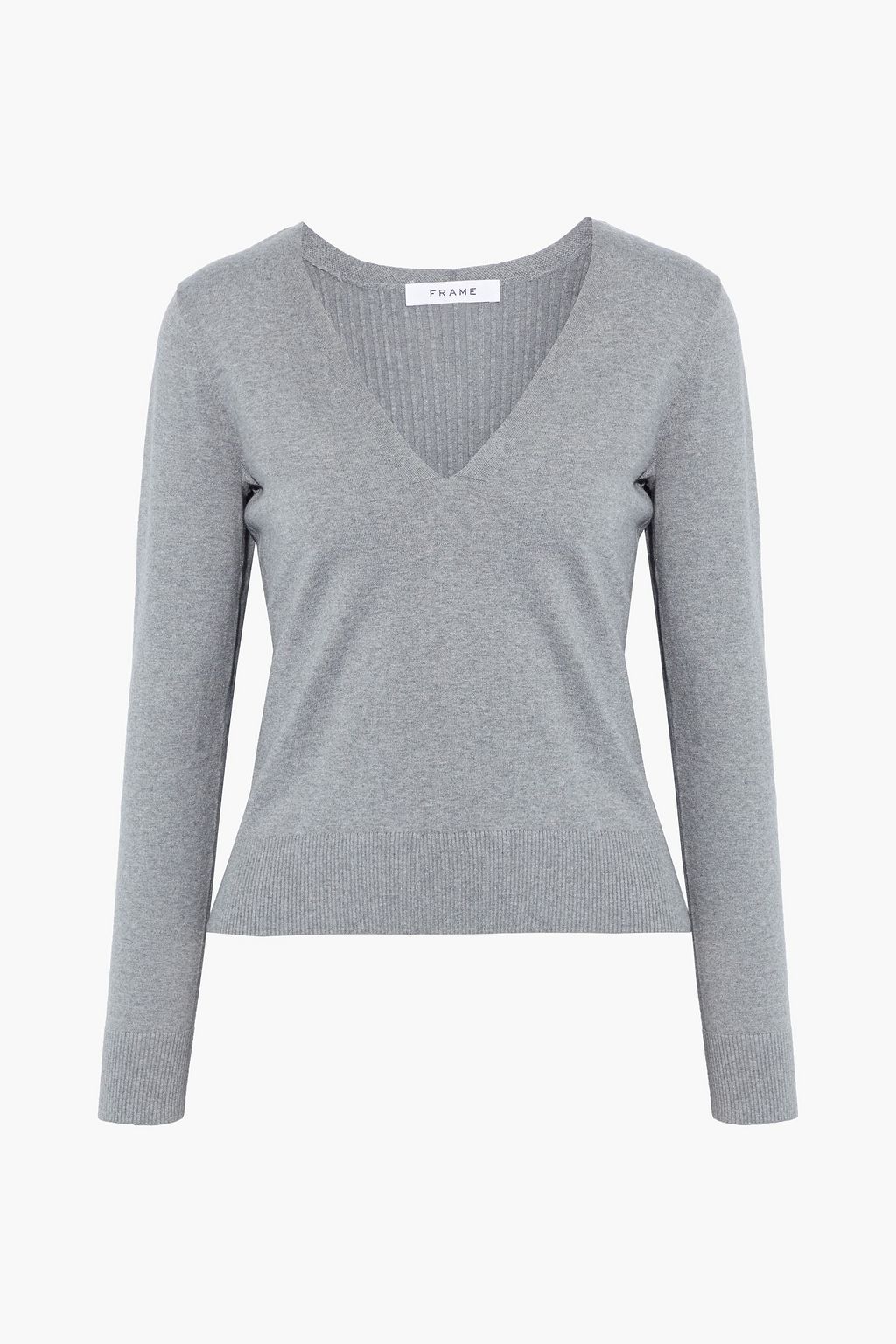 FRAME Paneled mélange ribbed-knit sweater | THE OUTNET