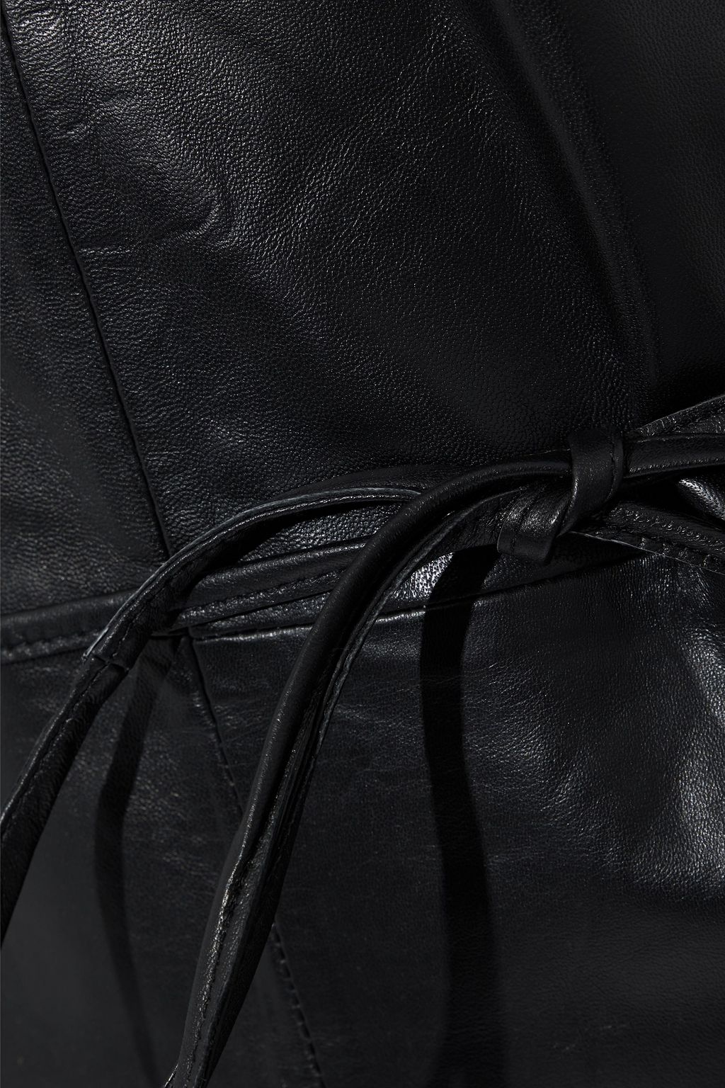 MUUBAA Rosie belted ruffle-trimmed leather top