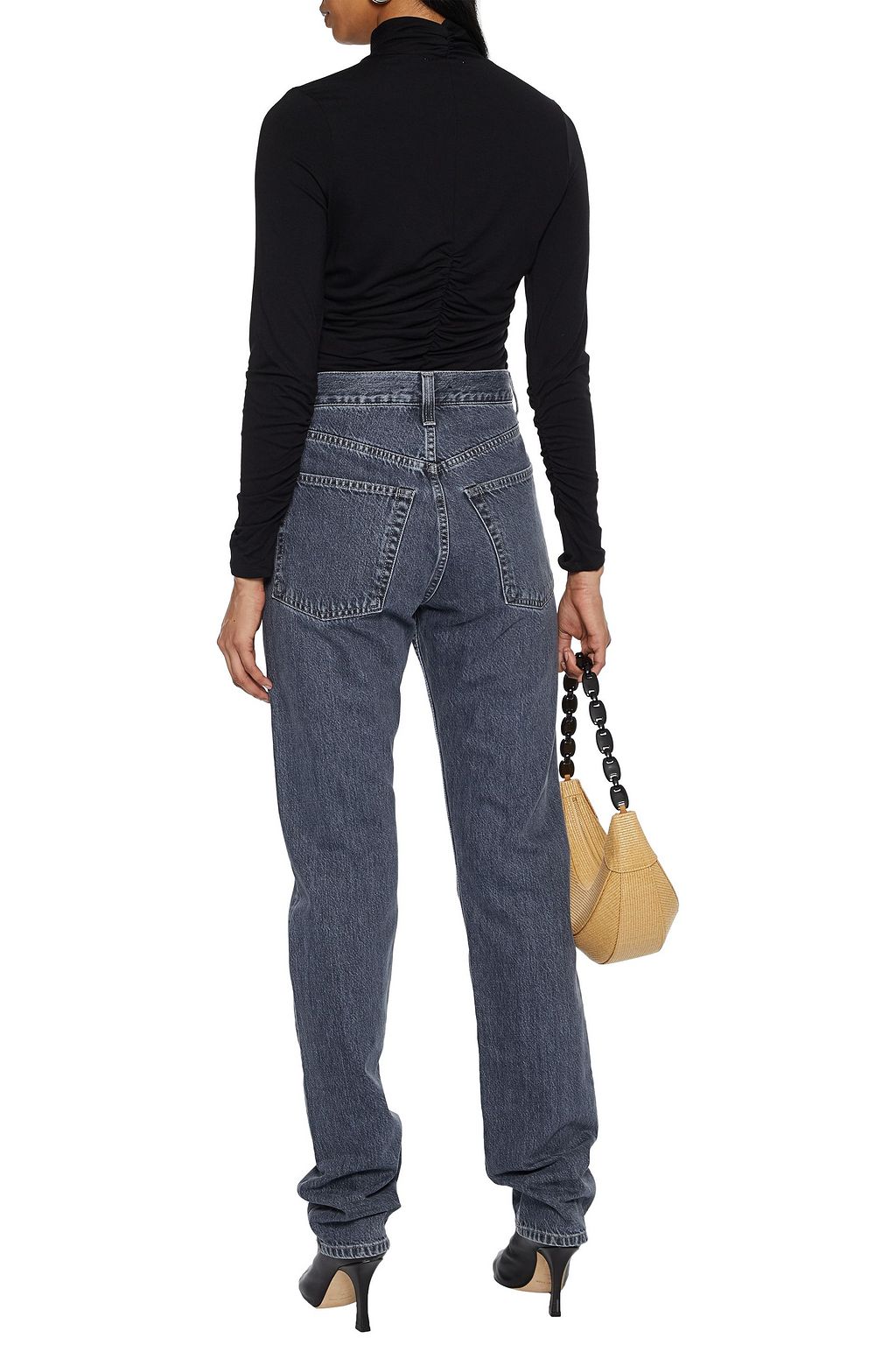 FRAME Felicity cutout ruched stretch-jersey top
