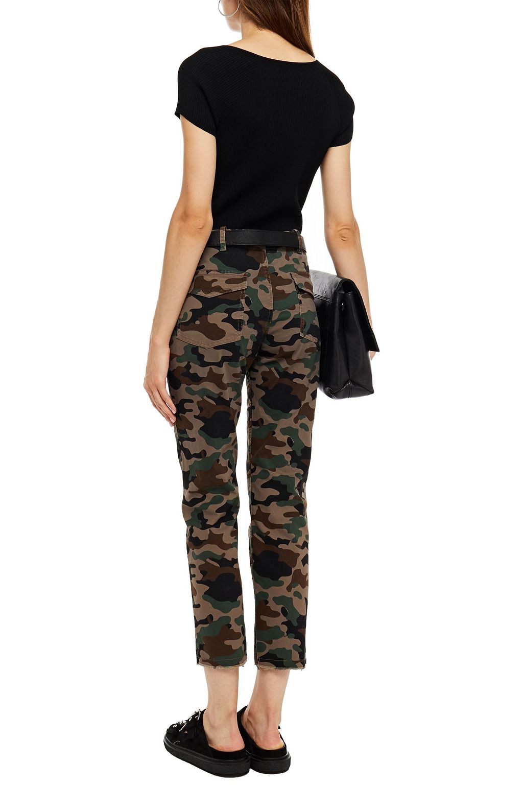 NILI LOTAN Jenna cropped printed cotton-blend twill slim-leg pants