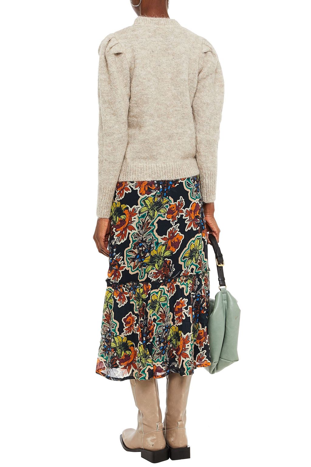 GESTUZ Pleated mélange alpaca-blend sweater