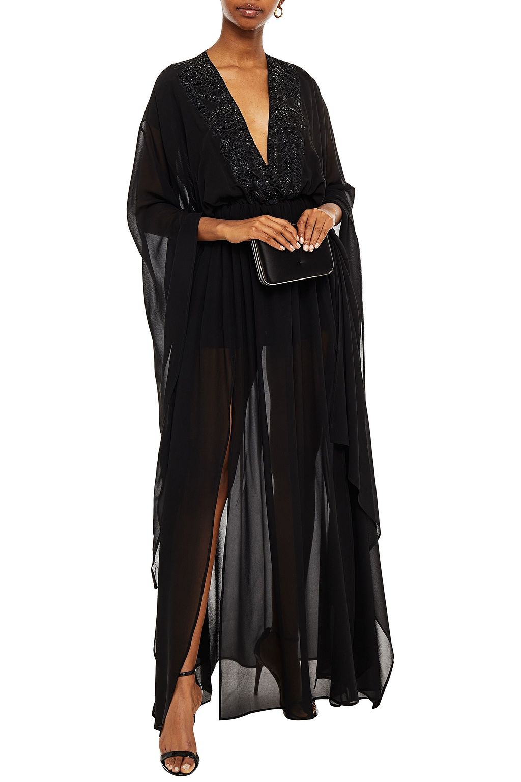 DUNDAS Embellished silk crepe de chine gown