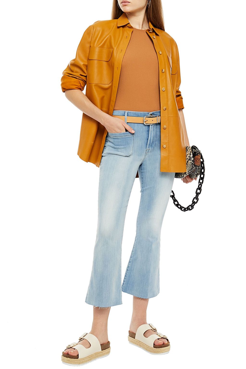 FRAME Le Bardot faded high-rise kick-flare jeans