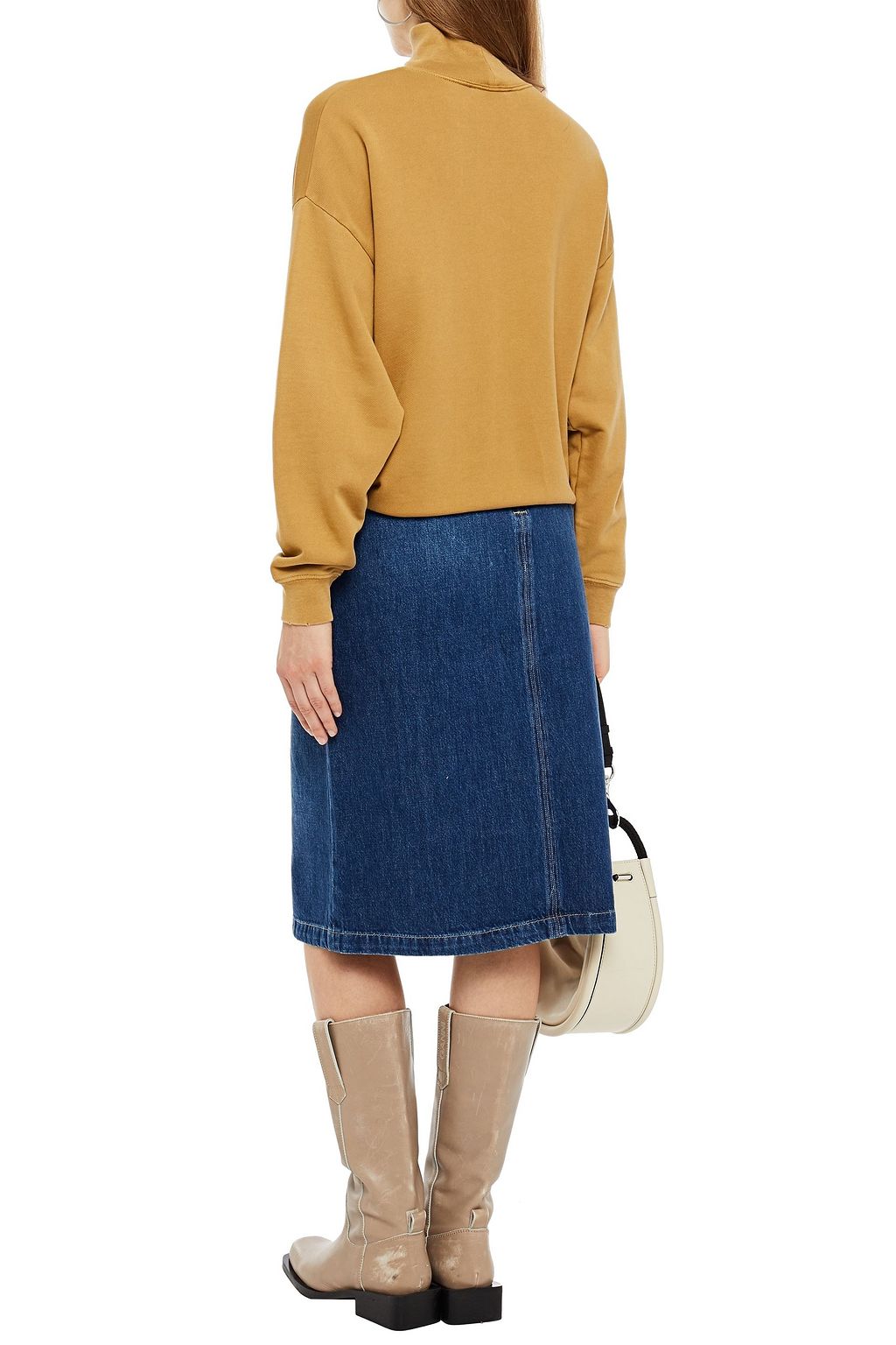 FRAME Trapunto denim midi skirt
