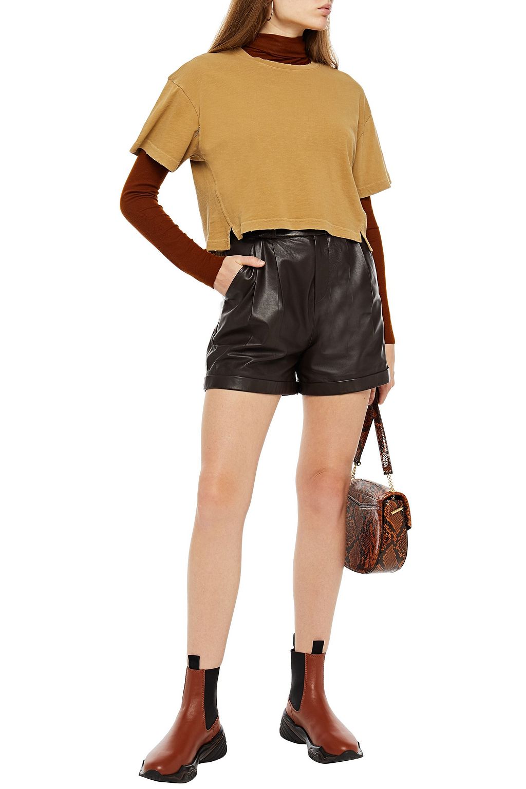 FRAME Cropped organic cotton-jersey T-shirt