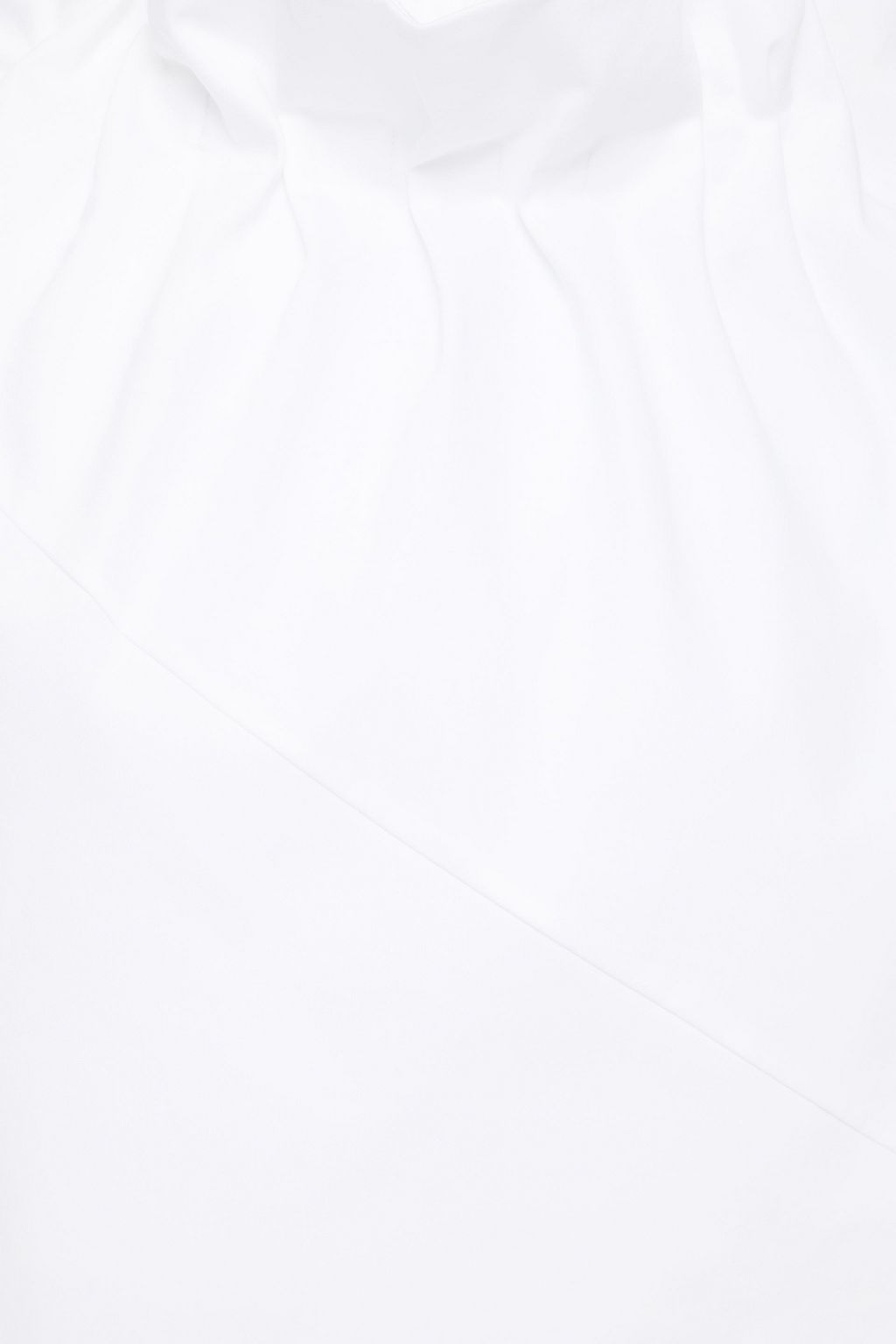 PIECE OF WHITE One-sleeve gathered stretch-cotton poplin top